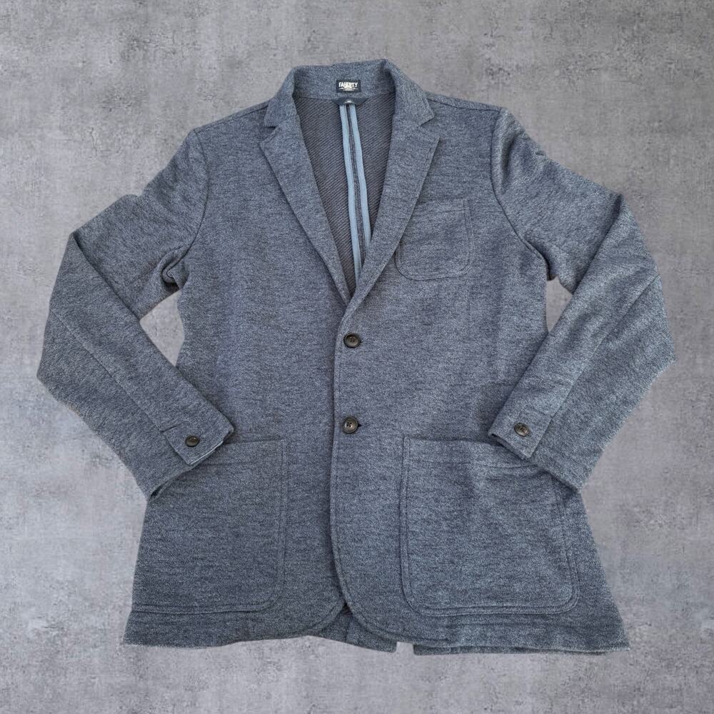 Faherty Reserve The Inlet Blazer Men’s Med Navy Organic Cotton Knit Sport Coat